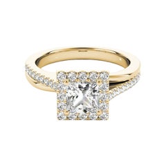 GIA Certified 1.81 Carat Princess Square Halo Modern Diamond Ring