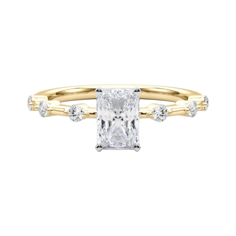 GIA Certified 1.81 Carat Radiant Diamond Bamboo Shank Diamond Ring