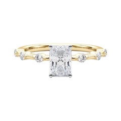 GIA Certified 1.81 Carat Radiant Diamond Bamboo Shank Diamond Ring