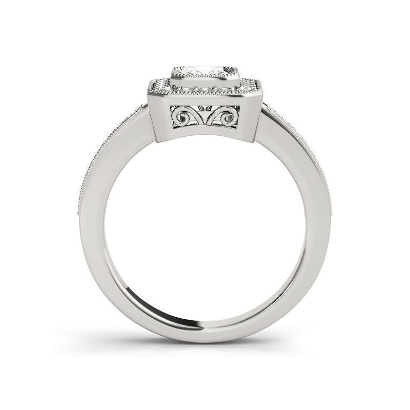 Bague en or blanc 18 carats certifiée GIA 1,81 carat Radiant Halo Milgrain Diamond Ring Neuf - En vente à New York, NY
