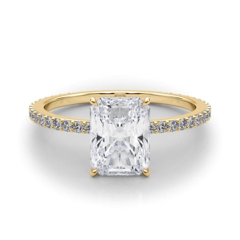 GIA Certified 1.81 Carat Radiant Hidden Halo Pave Band Diamond Ring