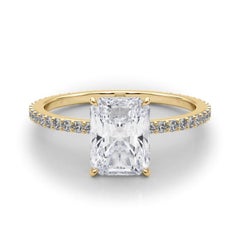 GIA Certified 1.81 Carat Radiant Hidden Halo Pave Band Diamond Ring