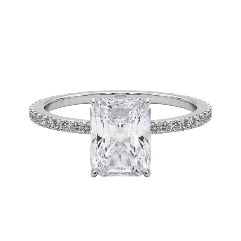 GIA zertifiziert 1.81 Karat strahlend versteckt Halo Pave Band Platin Diamantring