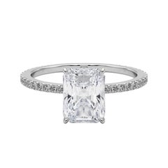 GIA zertifiziert 1.81 Karat strahlend versteckt Halo Pave Band Platin Diamantring