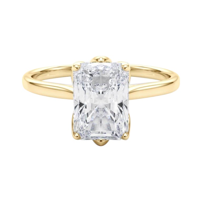 Anello con diamante radiante solitario Tulip Rose da 1.81 carati certificato GIA