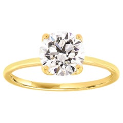 GIA Certified 1.81 Carat Round 18K Yellow Gold Solitaire Ring
