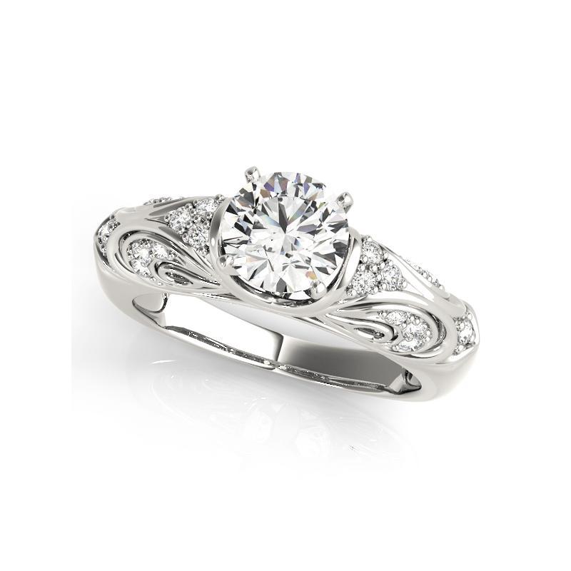 Taille ronde Bague à diamants certifiée GIA de 1.81 carat, de forme ronde, à volutes antiques et à dôme en vente