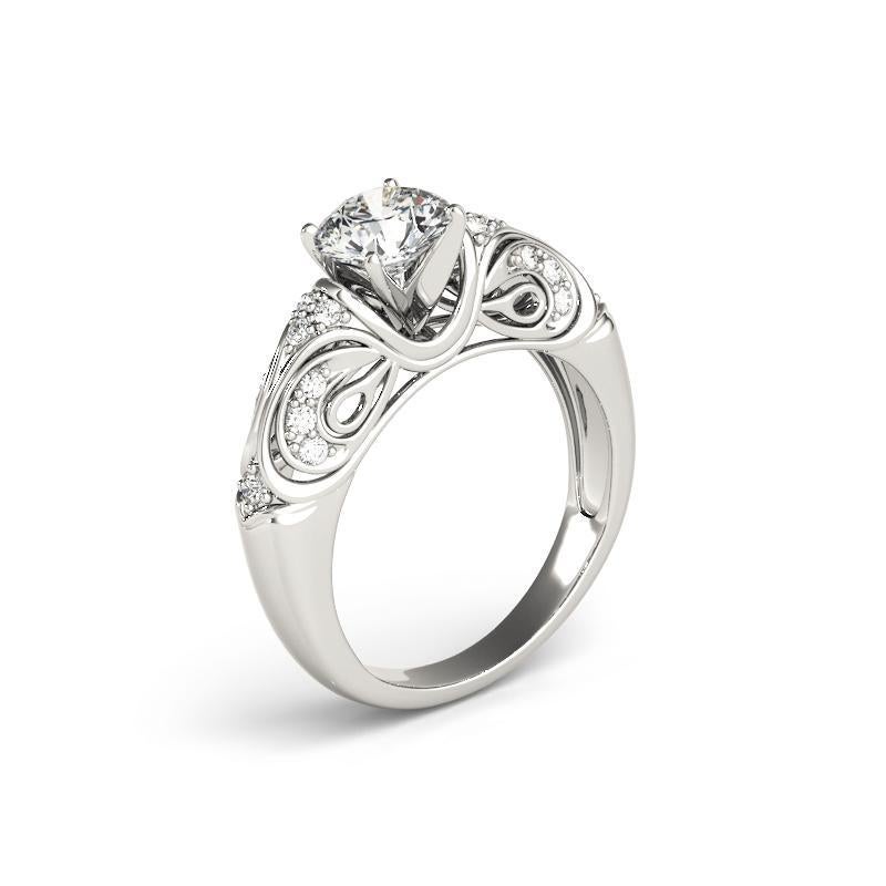 Bague à diamants certifiée GIA de 1.81 carat, de forme ronde, à volutes antiques et à dôme Pour femmes en vente