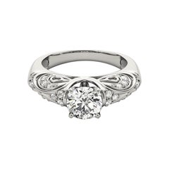 Bague à diamants certifiée GIA de 1.81 carat, de forme ronde, à volutes antiques et à dôme