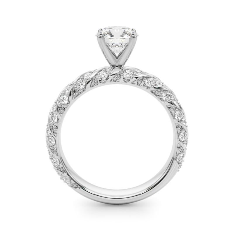 Taille ronde Bague à diamant certifié GIA 1.81 carat Round Twisted Braid Pave Band en vente