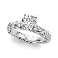 Bague à diamant certifié GIA 1.81 carat Round Twisted Braid Pave Band