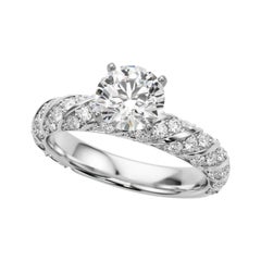 Bague à diamant certifié GIA 1.81 carat Round Twisted Braid Pave Band