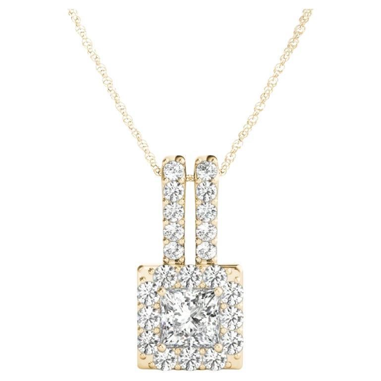 Collana con ciondolo a raggiera con diamante principesco certificato GIA da 1,81 ct.