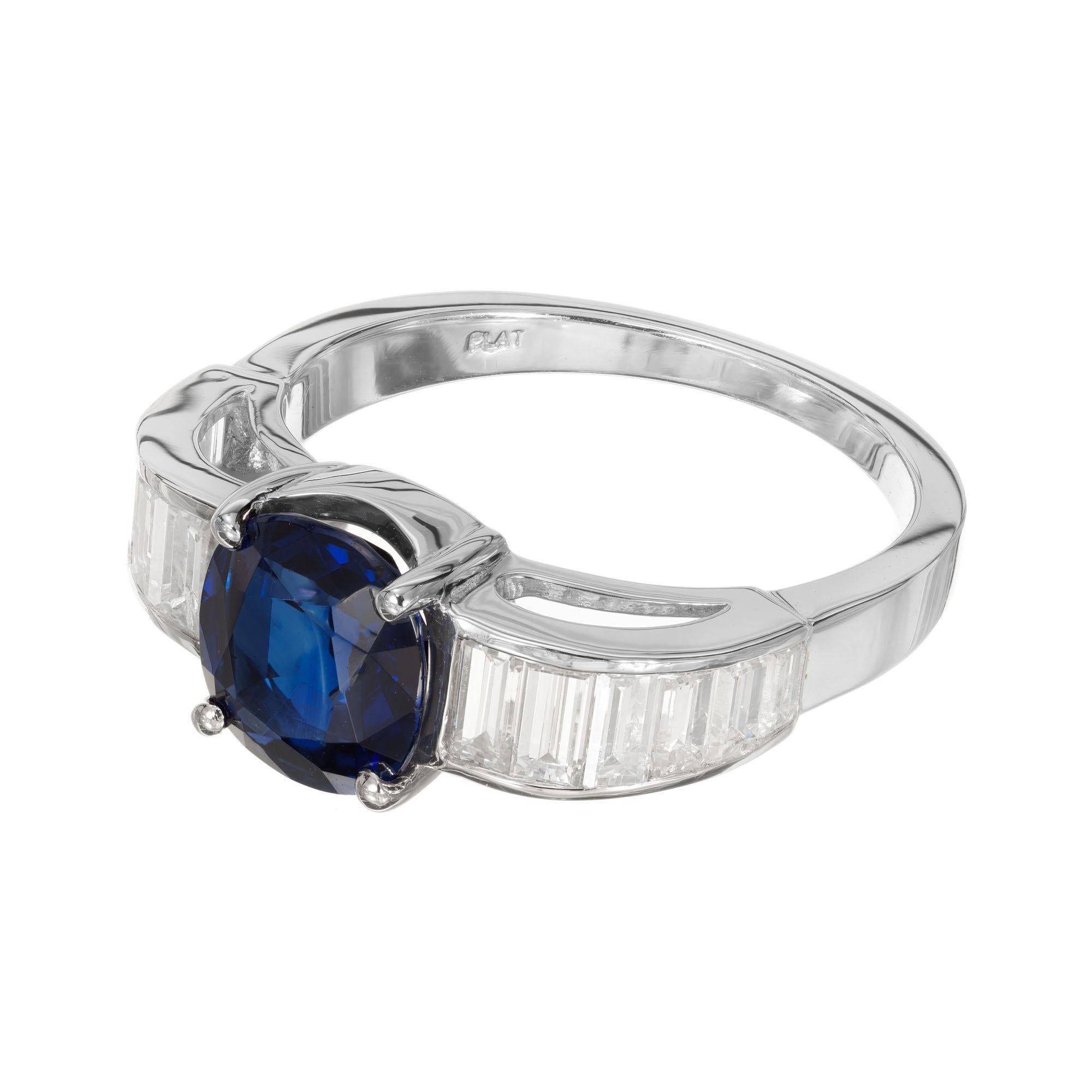 Platin-Verlobungsring mit GIA-zertifiziertem 1,82 Karat blauem Saphir und Diamant (Ovalschliff) im Angebot