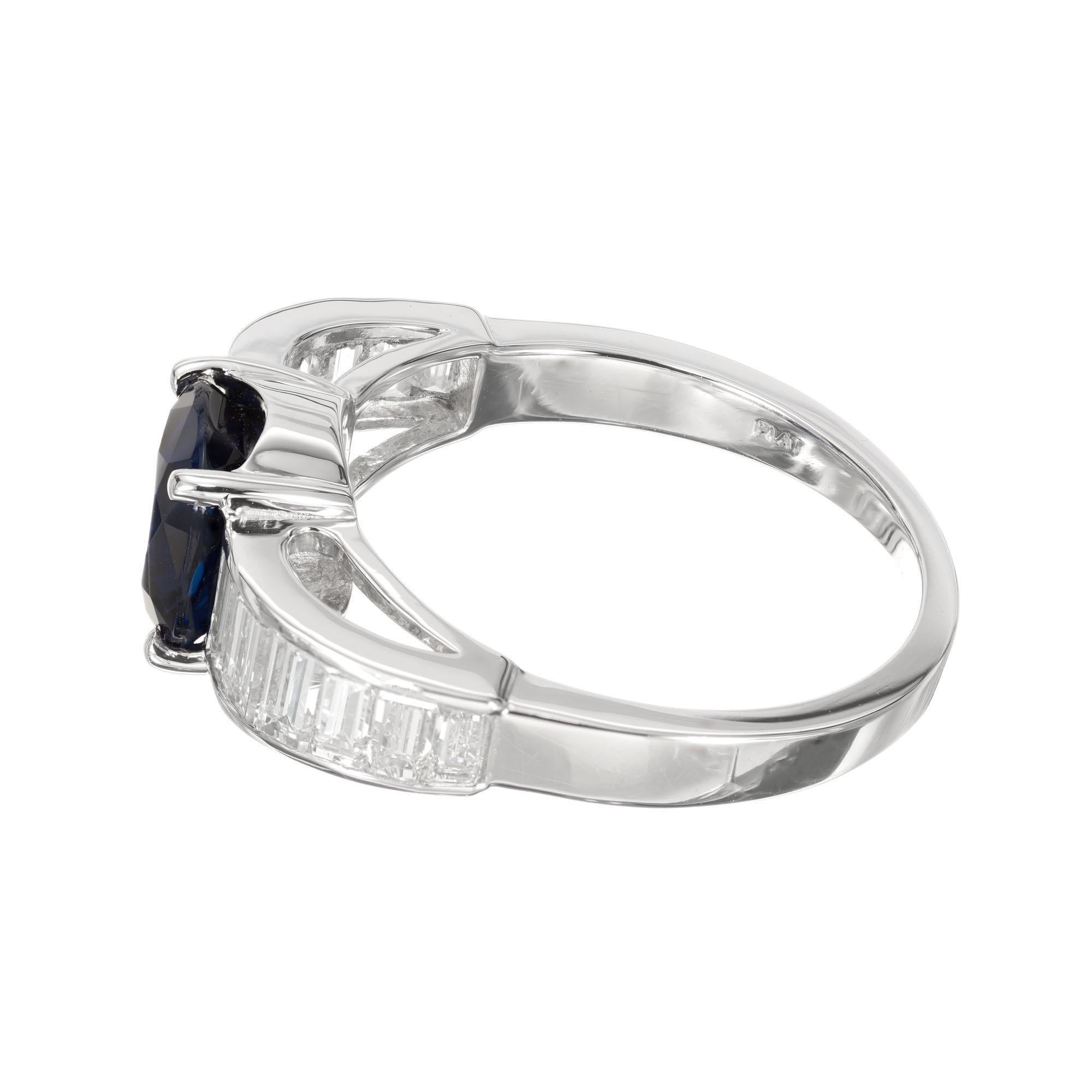 Platin-Verlobungsring mit GIA-zertifiziertem 1,82 Karat blauem Saphir und Diamant im Zustand „Hervorragend“ im Angebot in Stamford, CT