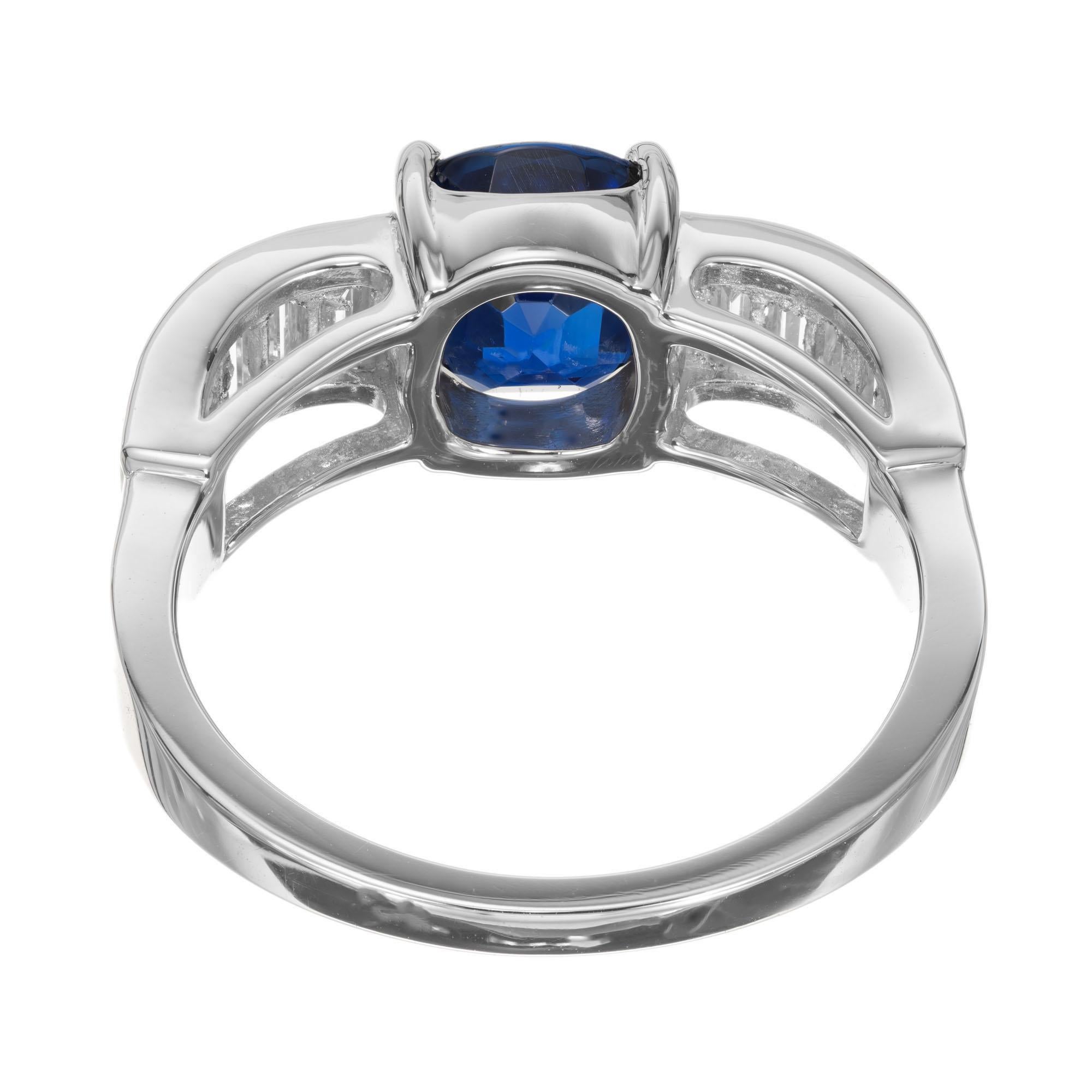 Platin-Verlobungsring mit GIA-zertifiziertem 1,82 Karat blauem Saphir und Diamant Damen im Angebot