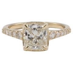GIA Certified 1.82 Carat J SI1 Radiant Yellow Gold Natural Diamond Engagement Ri