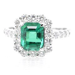 GIA Certified 1.82 Carat Natural Colombian Emerald Ring Set in Platinum