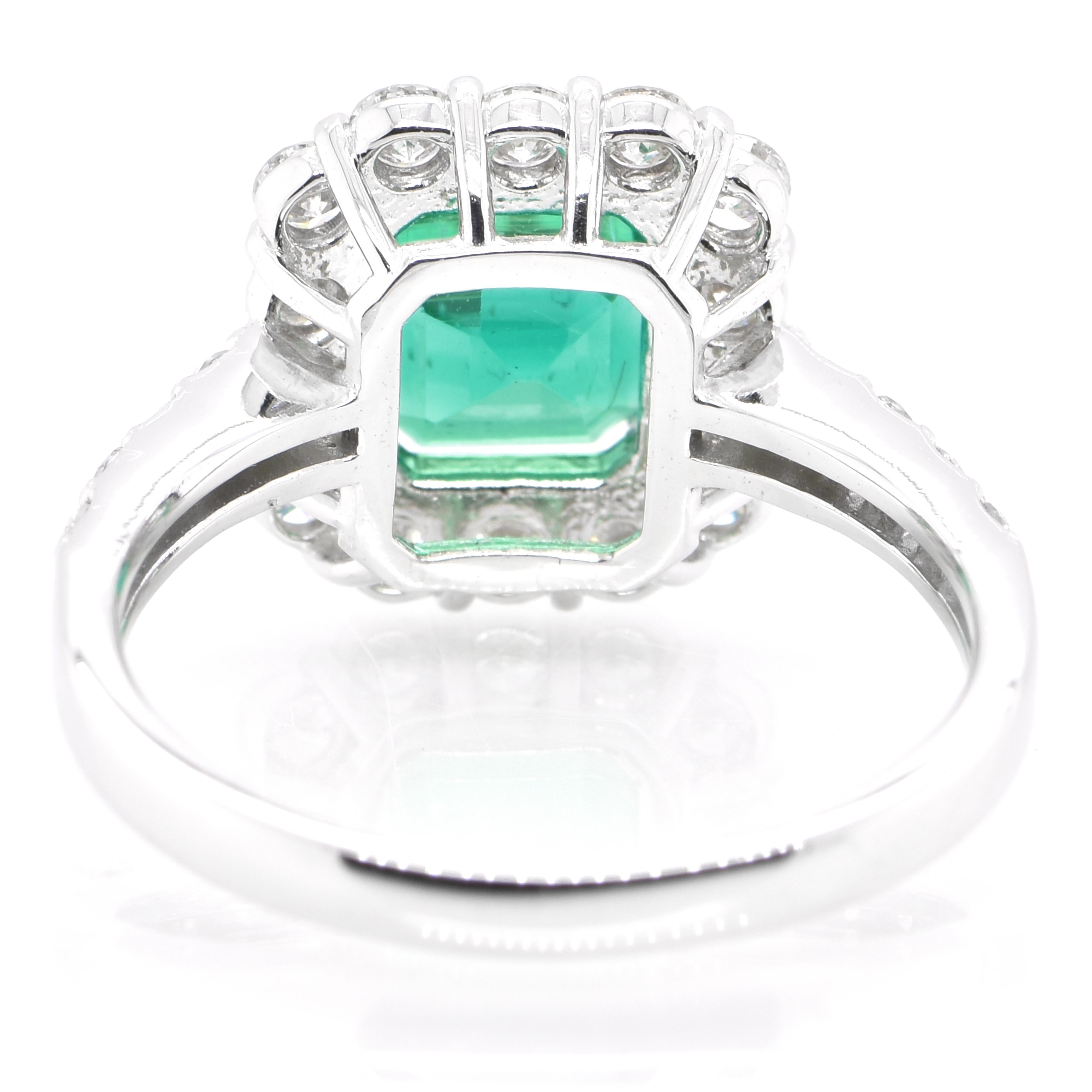 Women's GIA Certified 1.82 Carat Natural Colombian Emerald Ring Set in Platinum