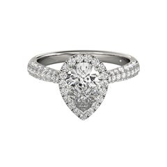 GIA Certified 1.82 Carat Pear Halo Multi-Row  Diamond Ring