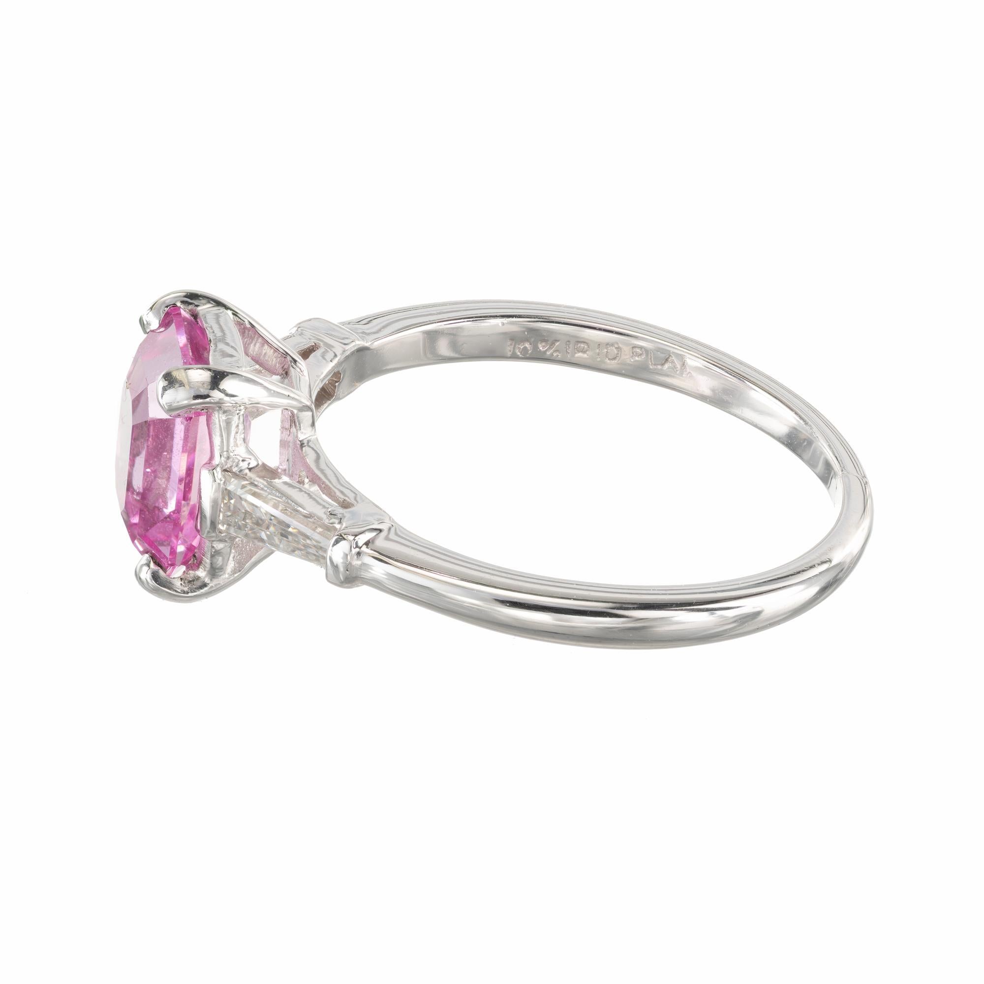 GIA Certified 1.82 Carat Pink Sapphire Diamond Platinum Engagement Ring In Excellent Condition For Sale In Stamford, CT