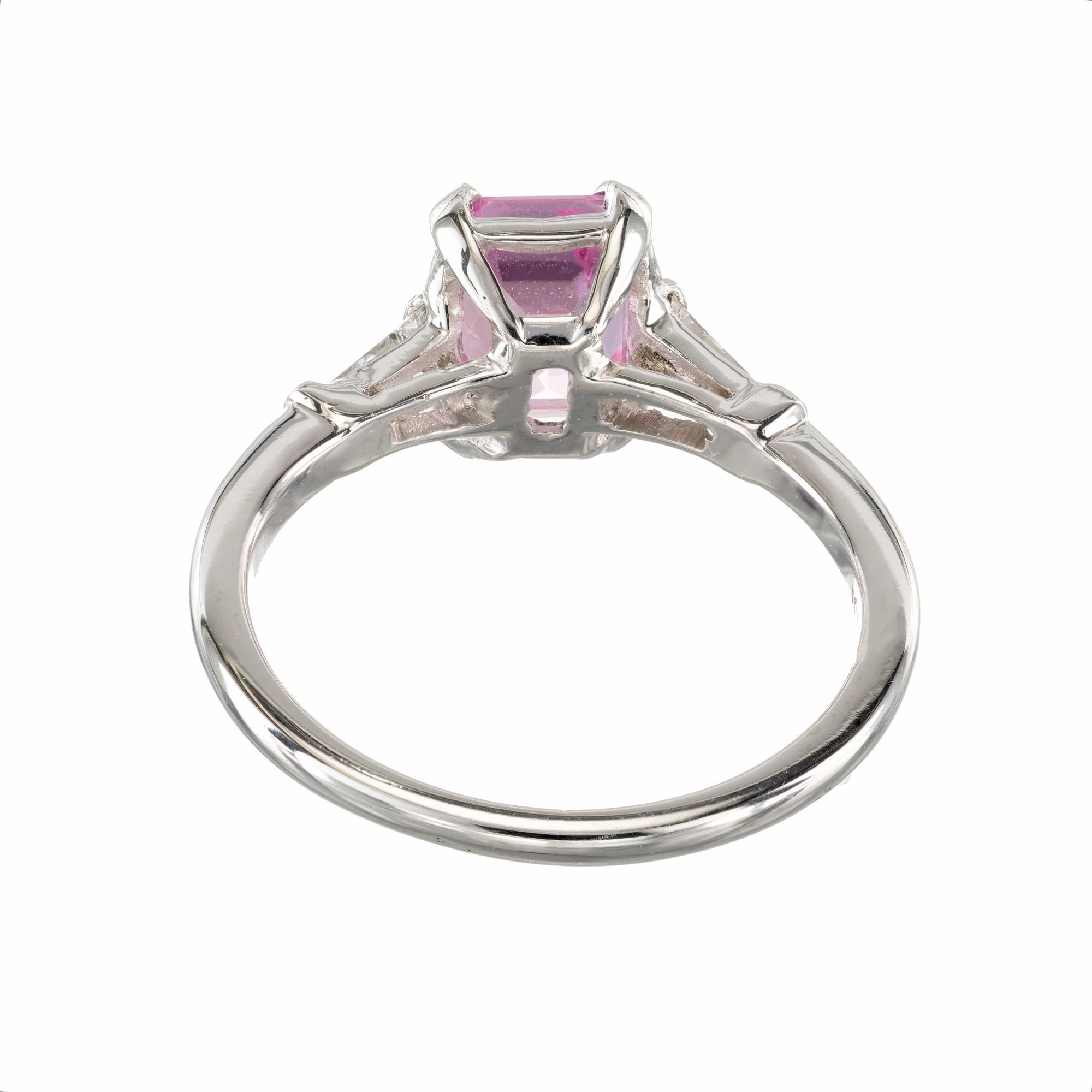 Women's GIA Certified 1.82 Carat Pink Sapphire Diamond Platinum Engagement Ring For Sale