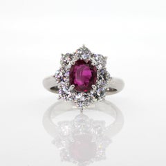 1.82 Carat GIA Certified Ruby Diamond Platinum Ring