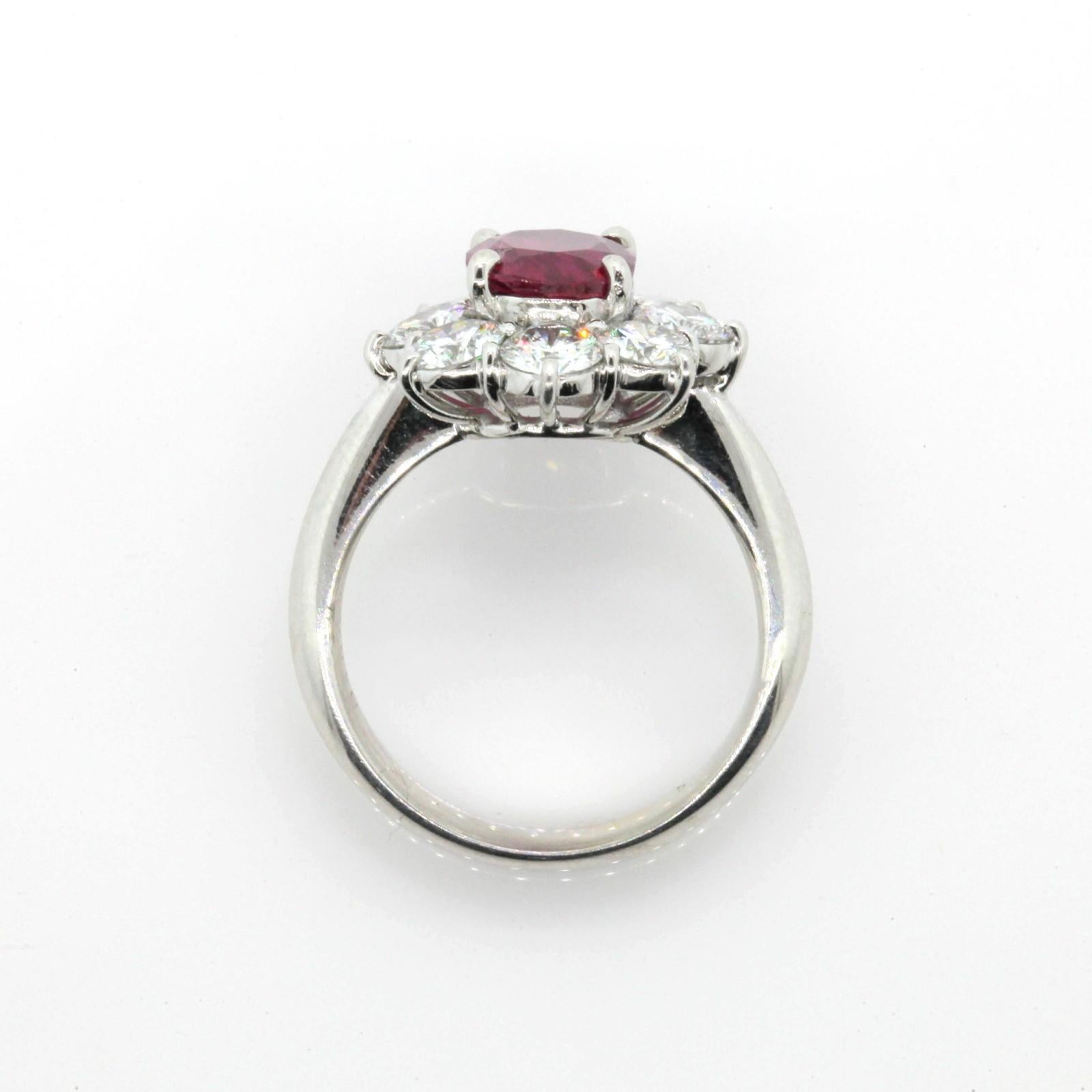 1.82 Carat GIA Certified Ruby Diamond Platinum Ring In New Condition For Sale In Beverly Hills, CA