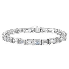 Pulsera de platino con diamantes talla esmeralda de 18.20 quilates certificados por el GIA