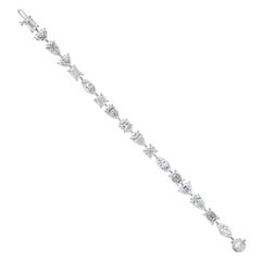 GIA Certified 18.25 Carat Multi Shape Diamond Tennis Bracelet in 18K White Gold