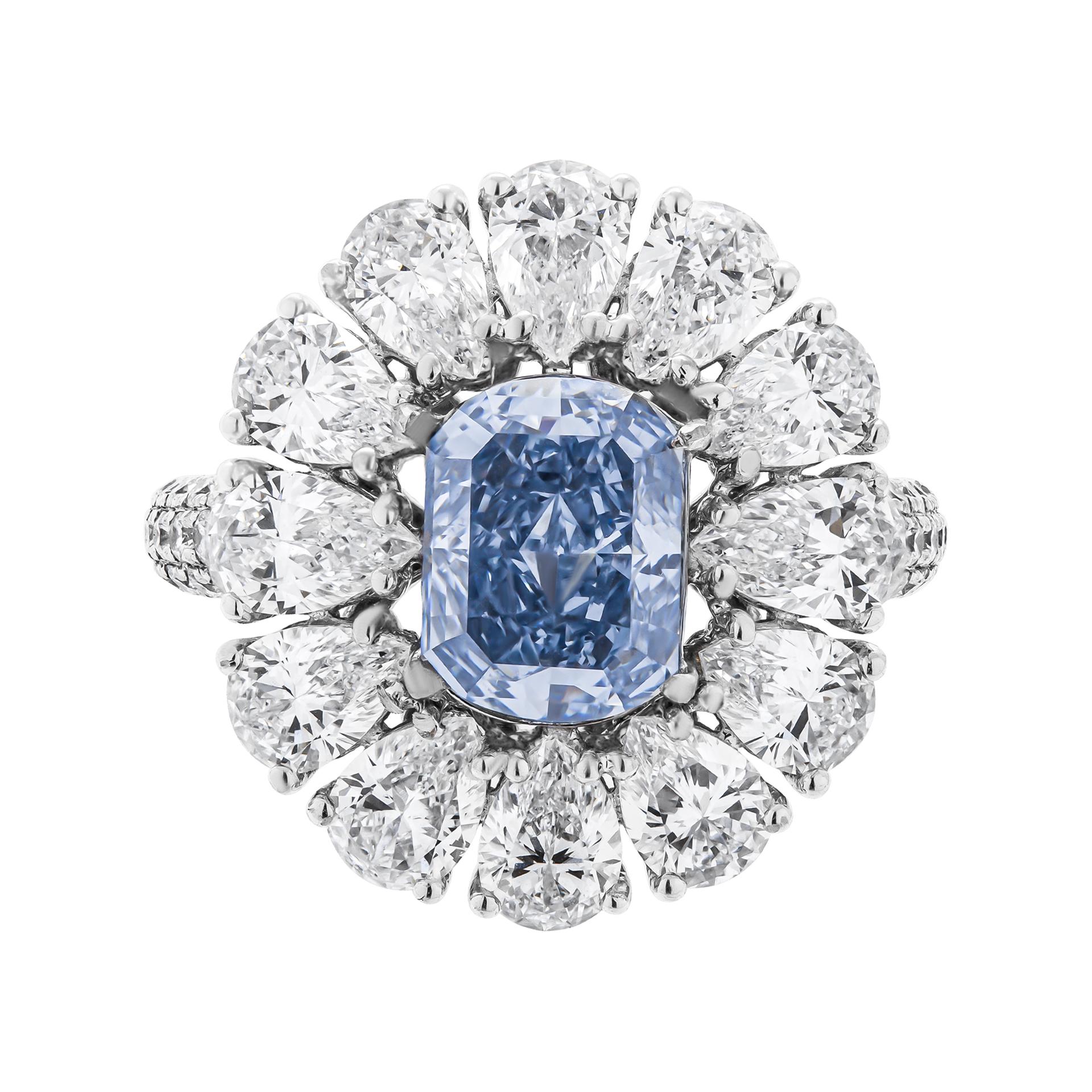 GIA-zertifizierter 1,82 Karat Fancy Vivid Blue Diamantring (Radiantschliff)