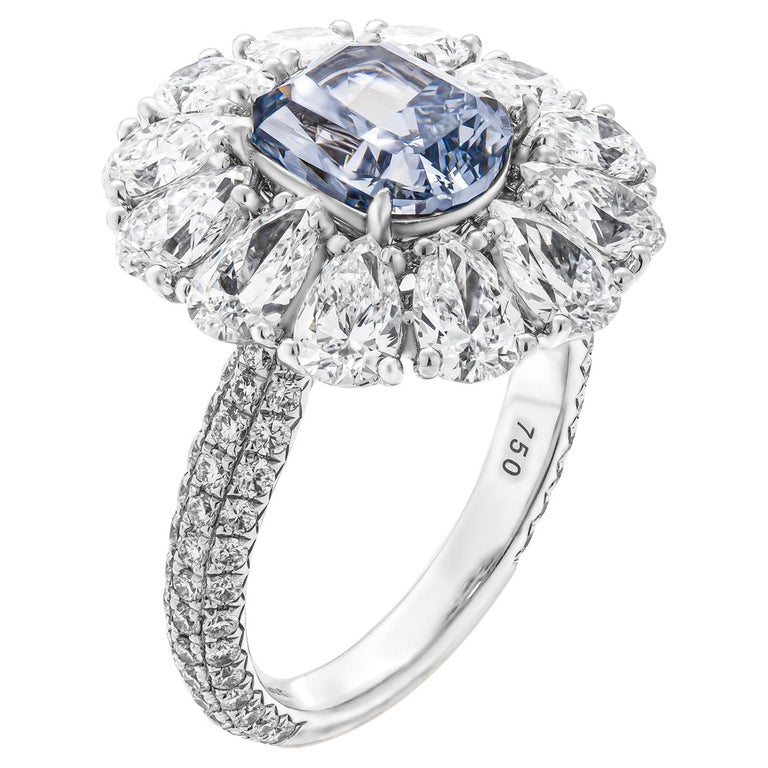 GIA Certified 1.82ct Fancy Vivid Blue Diamond Ring For Sale at 1stDibs
