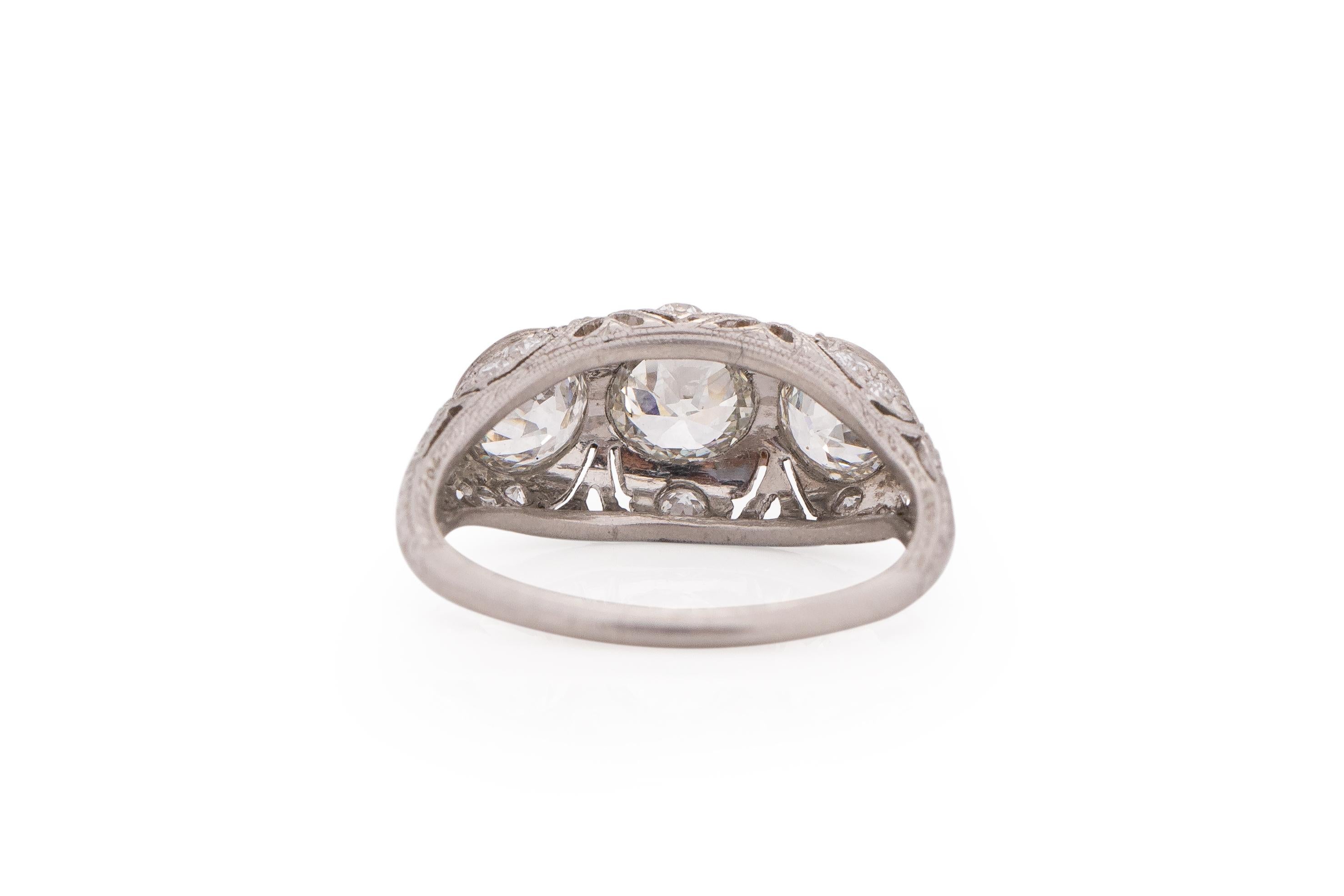 GIA Certified 1.83 Carat Art Deco Diamond Platinum Engagement Ring In Good Condition In Atlanta, GA