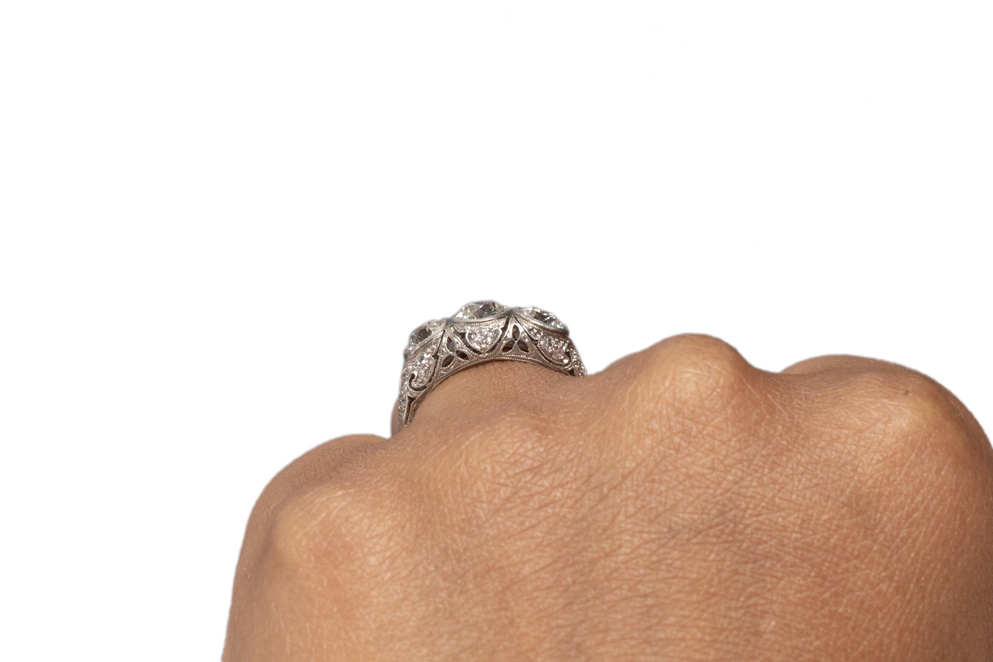 GIA Certified 1.83 Carat Art Deco Diamond Platinum Engagement Ring 1