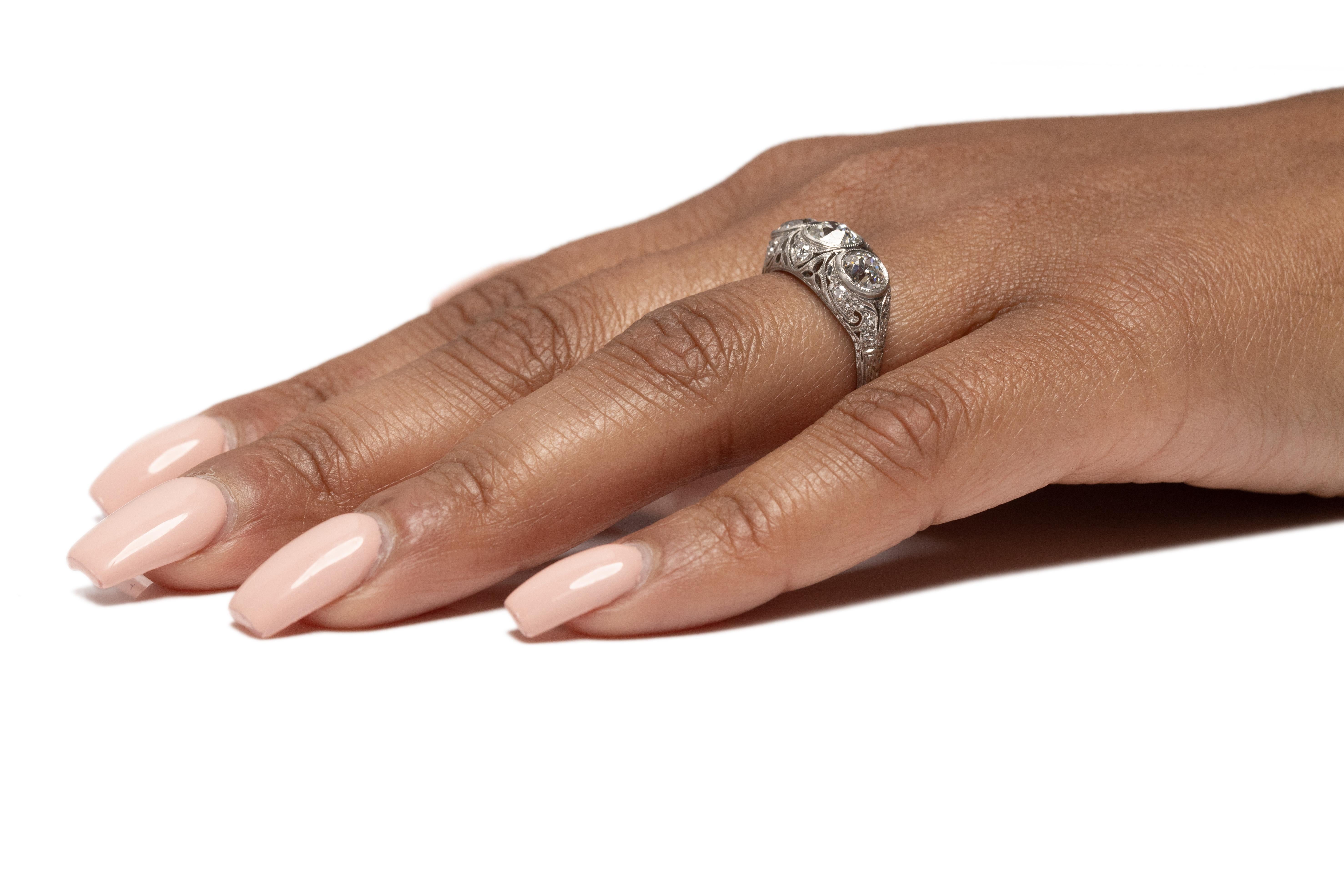 GIA Certified 1.83 Carat Art Deco Diamond Platinum Engagement Ring 2