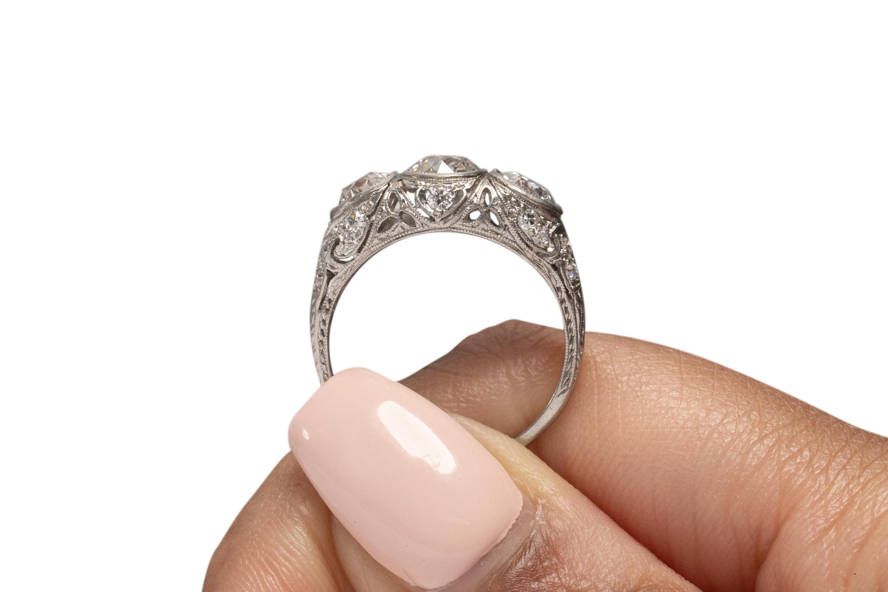 GIA Certified 1.83 Carat Art Deco Diamond Platinum Engagement Ring 3