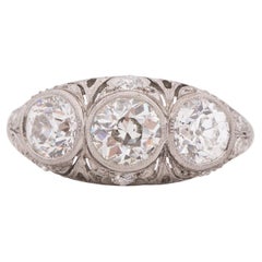 Bague de fiançailles Art déco en platine avec diamants certifiés GIA de 1,83 carat