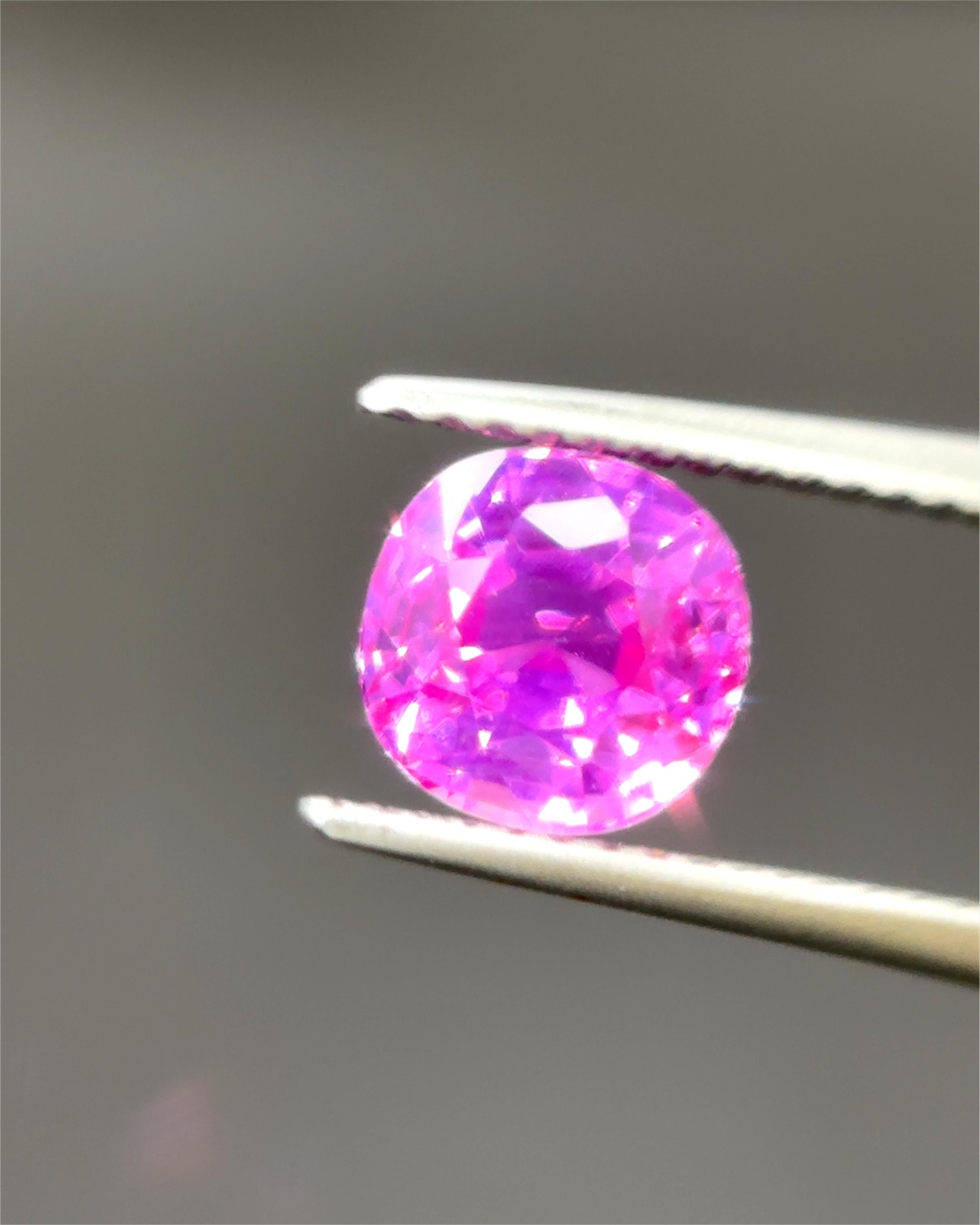 GIA Certified 1.83 Carat Burma No Heat Cushion Cut Pink Sapphire For Sale 1