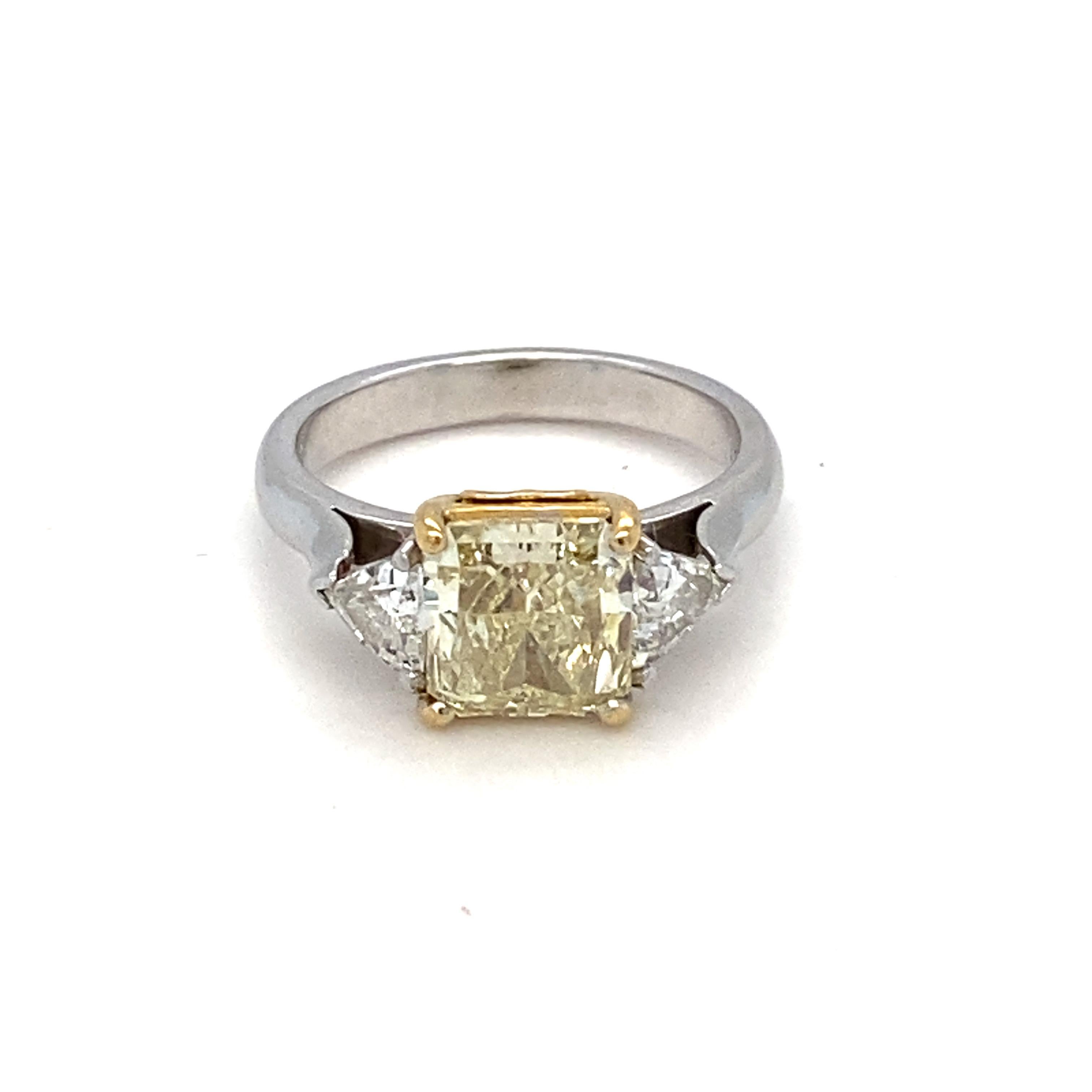 GIA Certified 1.83 Carat Natural Fancy Light Yellow Diamond Engagement Ring 4