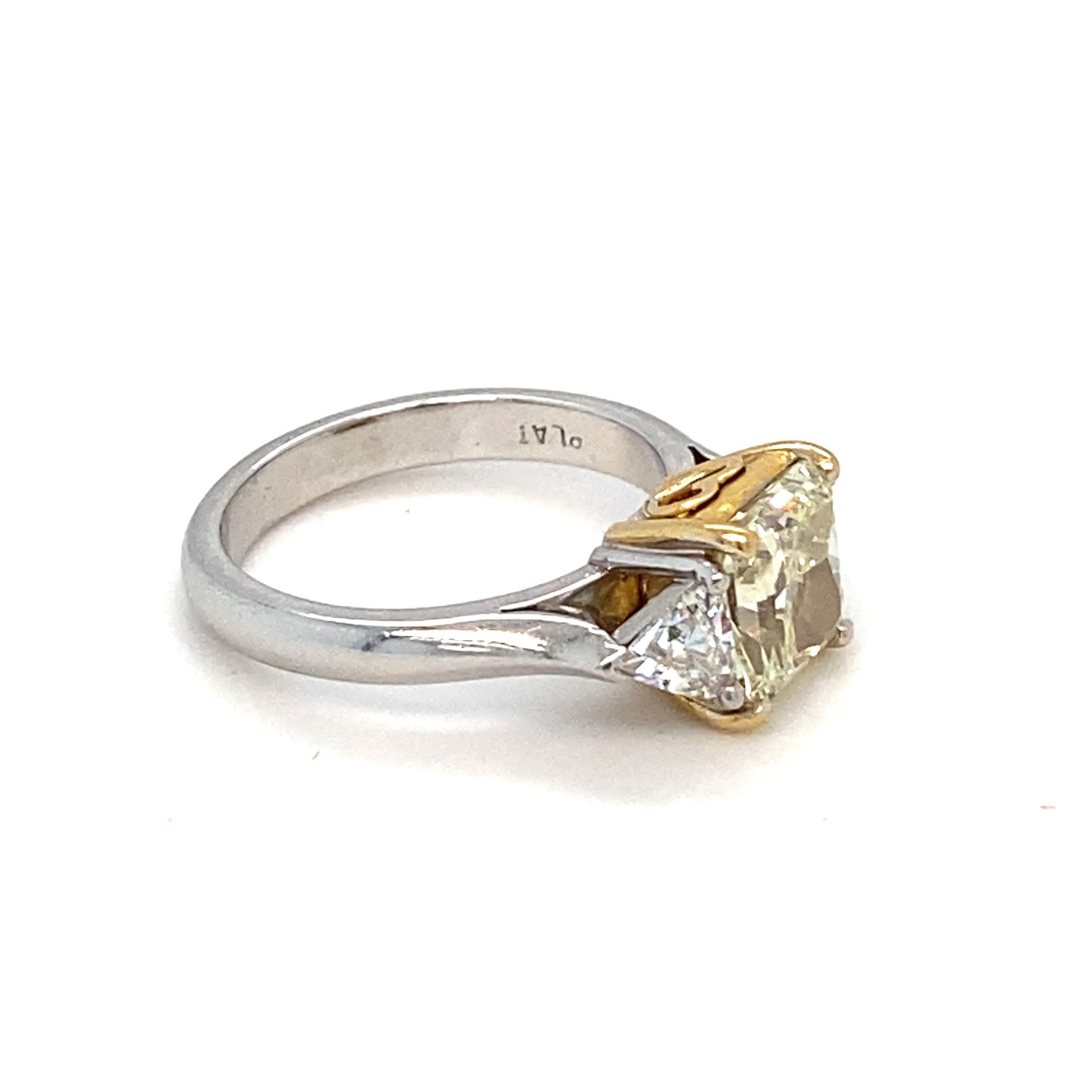 GIA Certified 1.83 Carat Natural Fancy Light Yellow Diamond Engagement Ring For Sale 6