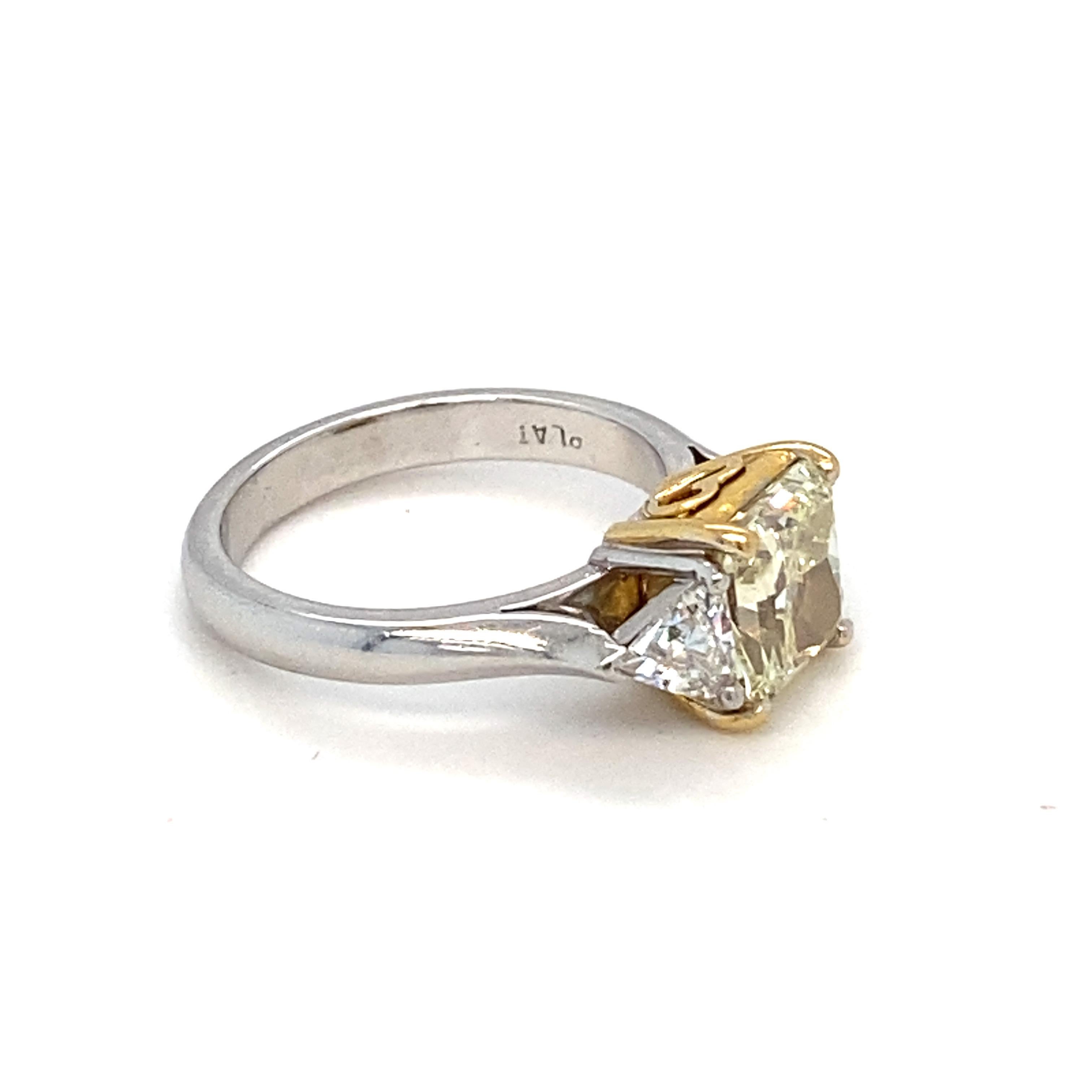 GIA Certified 1.83 Carat Natural Fancy Light Yellow Diamond Engagement Ring 6