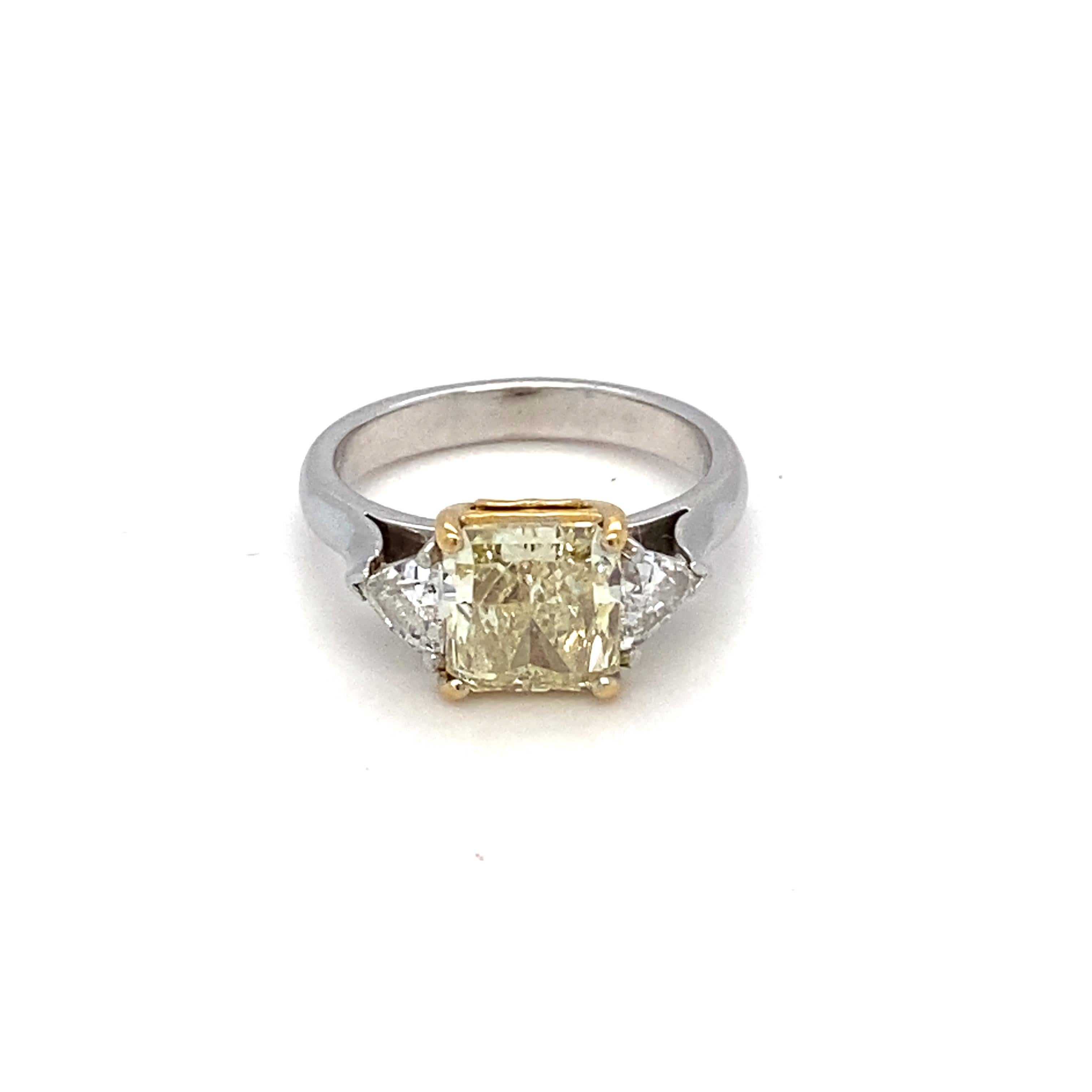 GIA Certified 1.83 Carat Natural Fancy Light Yellow Diamond Engagement Ring 7