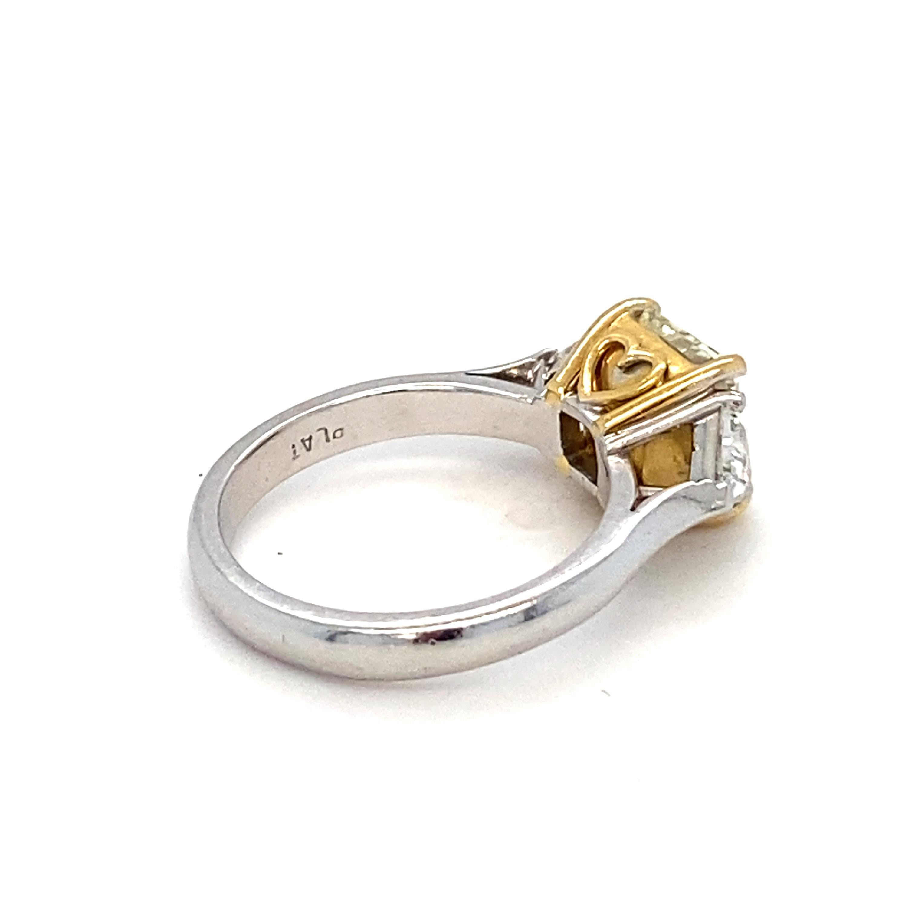 GIA Certified 1.83 Carat Natural Fancy Light Yellow Diamond Engagement Ring 8
