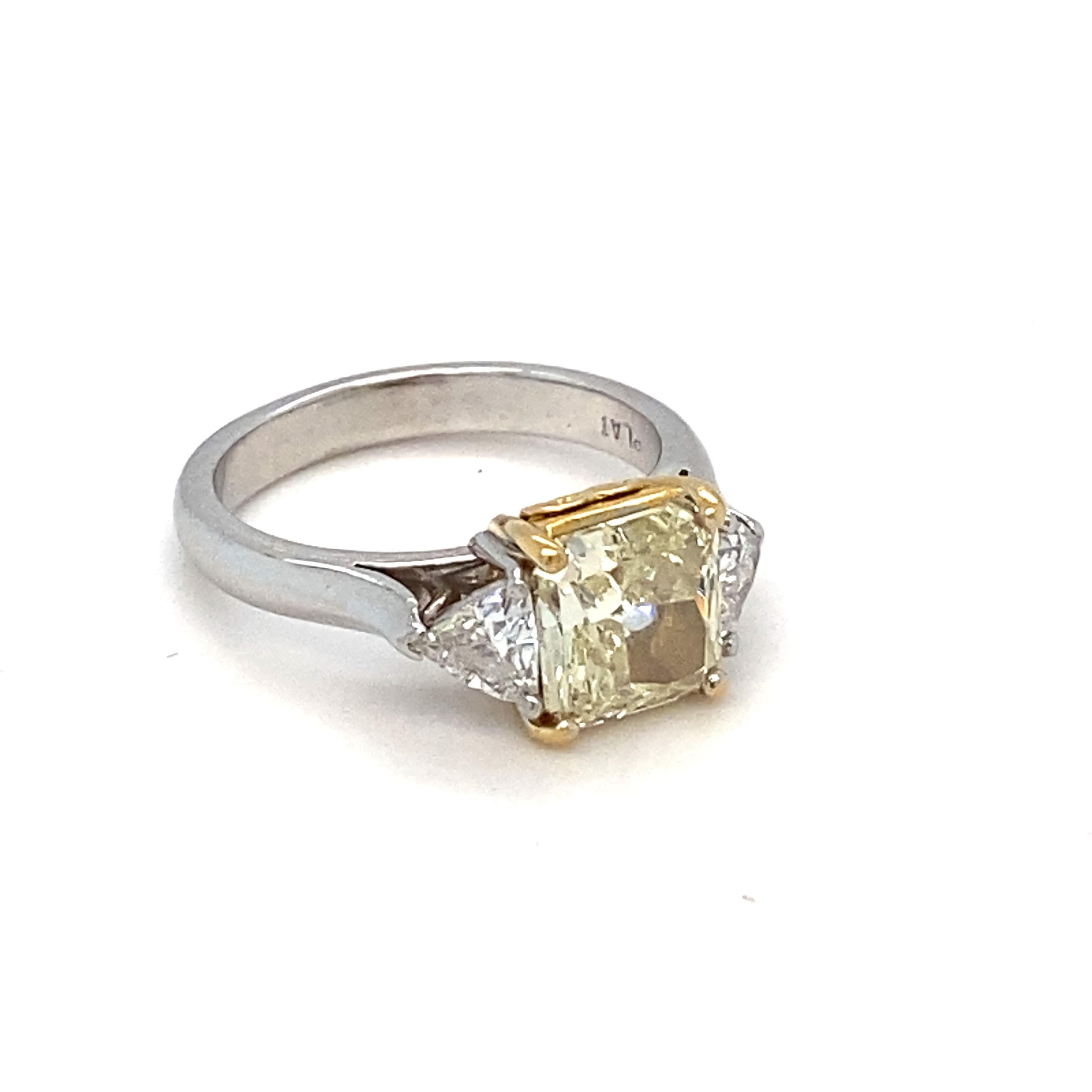 GIA Certified 1.83 Carat Natural Fancy Light Yellow Diamond Engagement Ring For Sale 9