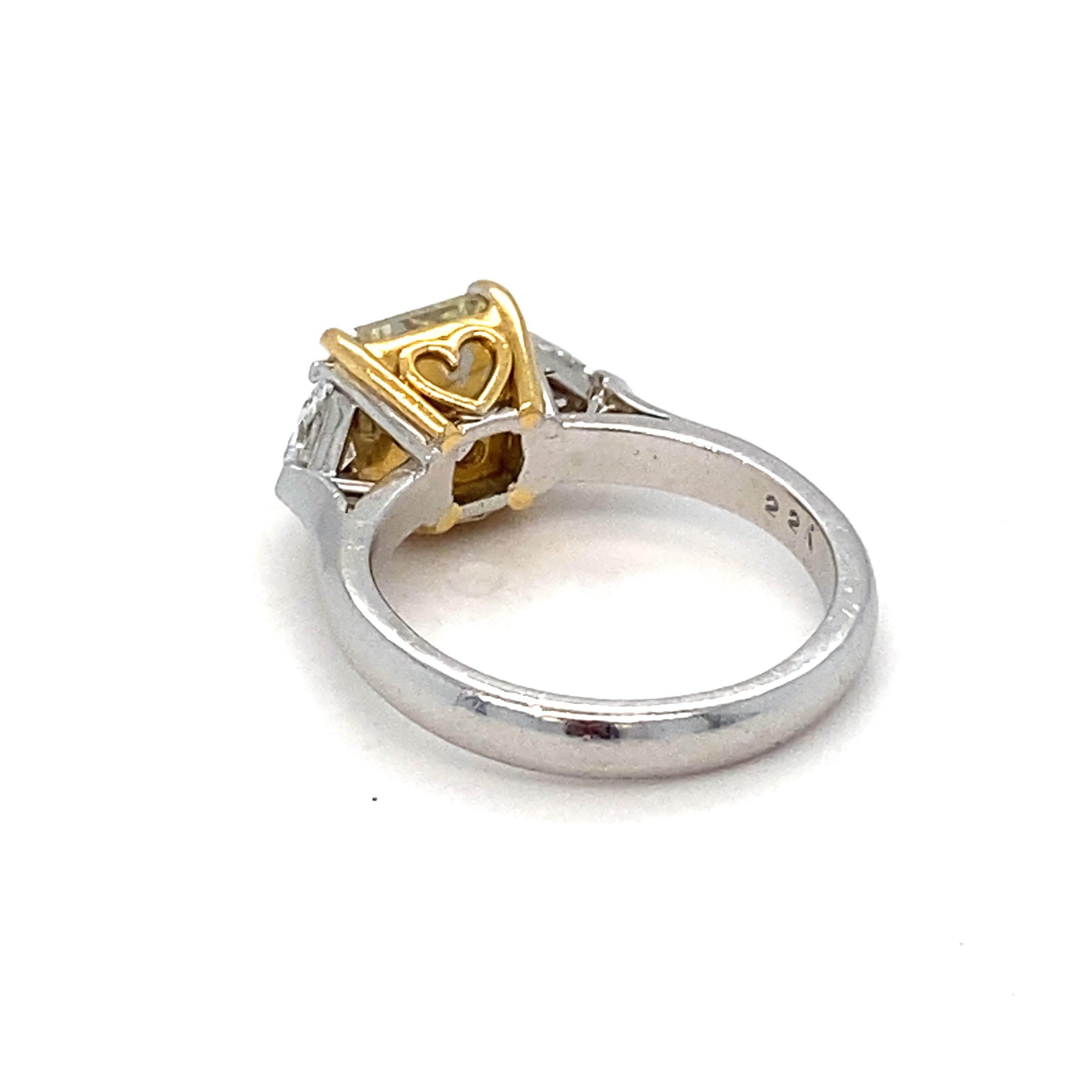 GIA Certified 1.83 Carat Natural Fancy Light Yellow Diamond Engagement Ring 14