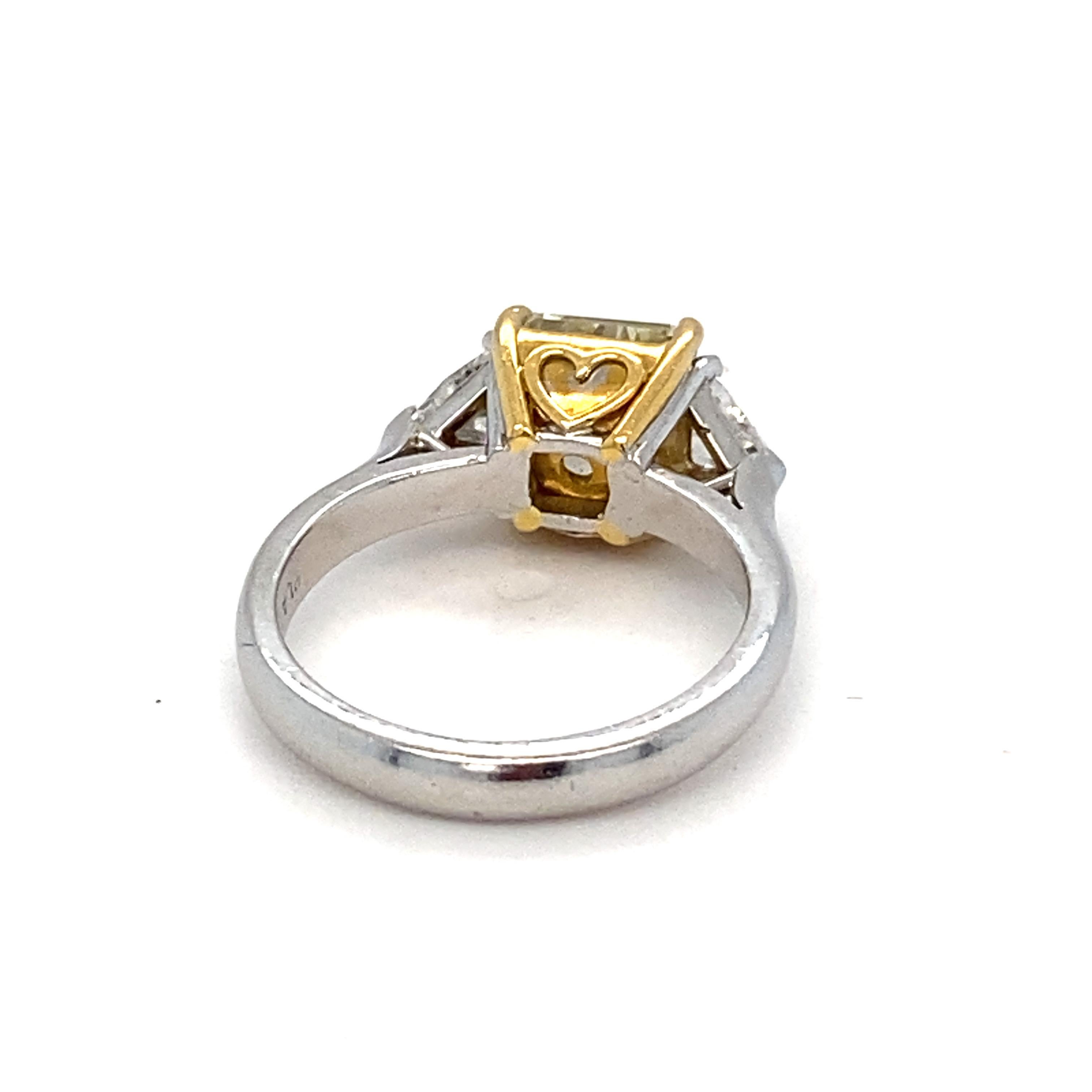 GIA Certified 1.83 Carat Natural Fancy Light Yellow Diamond Engagement Ring 2