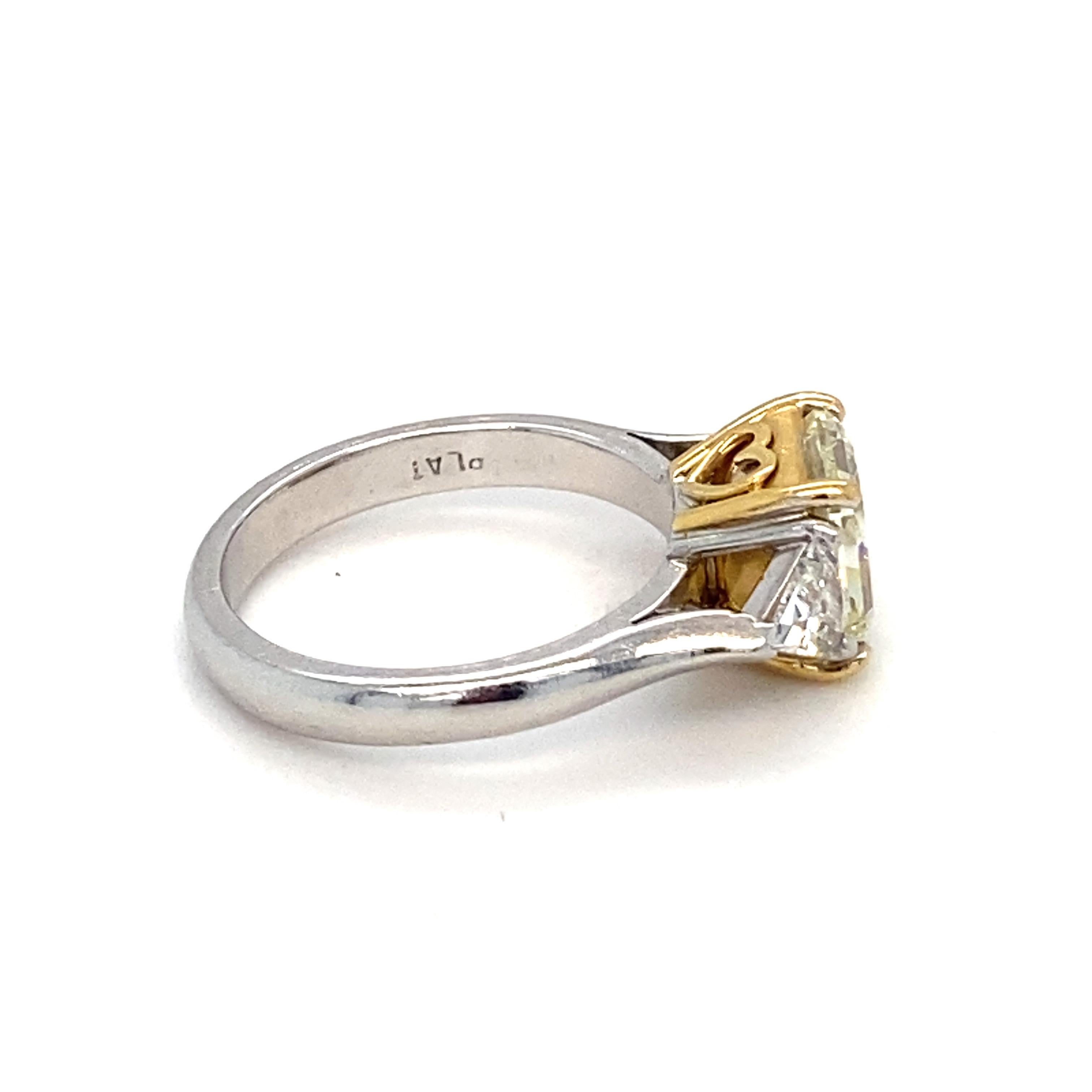 GIA Certified 1.83 Carat Natural Fancy Light Yellow Diamond Engagement Ring 3
