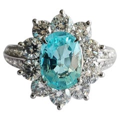 GIA Certified 1.83 Carat Paraiba Tourmaline Diamond Engagement Cocktail Ring