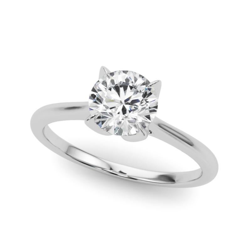 Taille ronde Bague diamant cathédrale Flower Bloom certifiée GIA 1.83 carats ronds en vente