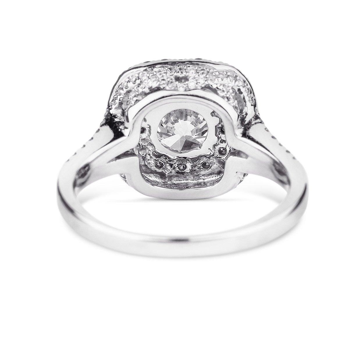 Women's GIA Certified 1.83 Carat White Round Halo Diamond 18 Karat Gold Engagement Ring For Sale
